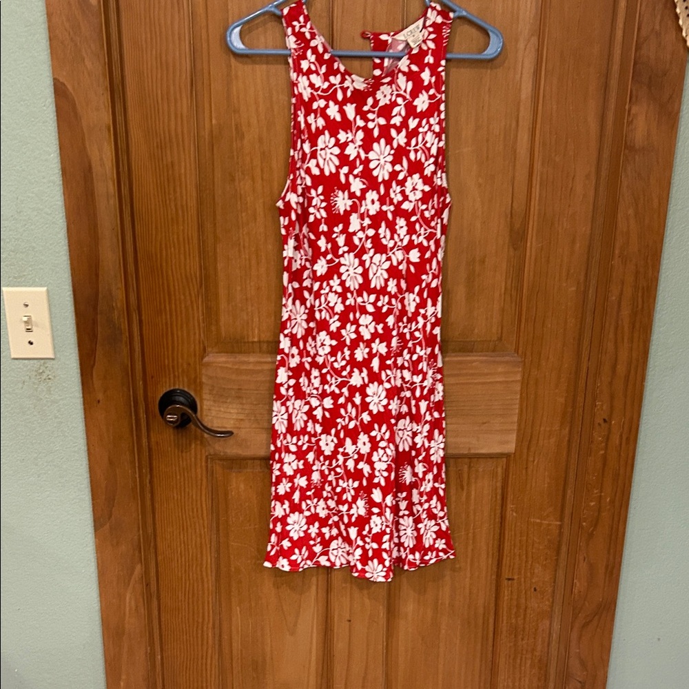 J. Crew Red and White Floral Sleeveless Dress